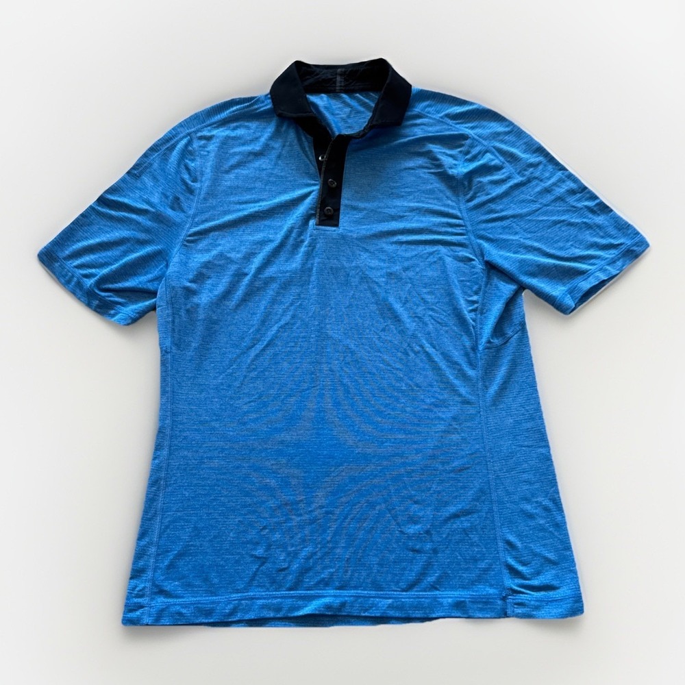 Lululemon Post Practice Polo Mens M Blue Athleisure Preppy
